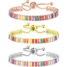 3er-Set Strass-Armbänder für Damen und Mädchen, verstellbare Gliederarmbänder aus Legierung in verschiedenen Farben, Modeschmuck für den Alltag
