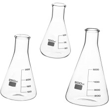 Lot de 3 flacons coniques en verre borosilicaté épais (100 ml, 250 ml, 500 ml)