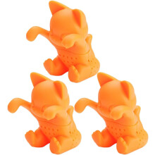 Silikon-Tee-Ei-Set mit benutzerfreundlichem Design, 3-teilig, niedliche Katzenmotive, orange