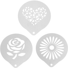 3-teiliges Set Kaffeedekorations-Schablonen, Kaffeekunst-Schablonen, Edelstahl, poliert, kreativ, formstabil, für Latte Art