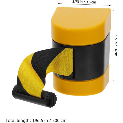 Wall Mount Retractable Belt Barrier for Crowd Control Extensible Rope Black and Yellow Warning Stripe 1