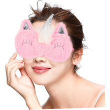 2pcs Plush Cartoon Sleeping Eye Mask Cute Pattern Eye Cover for Sleeping Sleep Mask for Women Travel