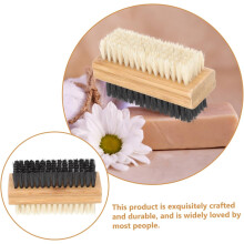 Double-side Bamboo Bristle Shoe Cleaning Brush 2pcs, Wear-resistant Nail Scrubber for Daily Use