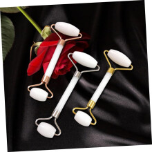 Lot de 2 rouleaux de massage en jade pour le visage et le cou. Outil de beauté pour le soin de la peau.