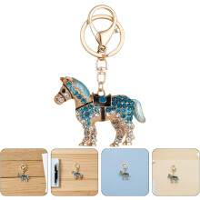 2 Stück blaue Schlüsselanhänger aus Legierung mit Pferdemotiv zum chinesischen Neujahr für Autoschlüssel und Handtasche