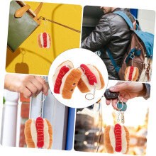 2er-Pack Kawaii Hot-Dog-Schlüsselanhänger, weiche Plüsch-Schlüsselanhänger im Vintage-Stil für Rucksack, Handtasche und mehr