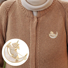 Decoratieve broches, schattige broche met natuurlijke parels, maan-eenhoornbroche voor dames, sjaalspeld in vintage stijl voor feestjes en bruiloften.