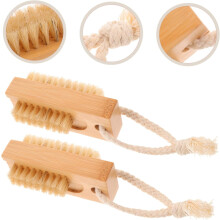 Lot de 2 brosses à ongles en bambou, poils de sanglier naturels, brosses à ongles portables