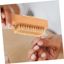 Escova de limpeza de unhas de bambu 2pcs cerdas de javali naturais esfregadores portáteis de unhas