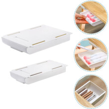 Lot de 2 tiroirs de rangement sous bureau, en ABS blanc, type dissimulé, faciles à détacher