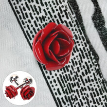 Gemelos de rosa roja, ligeros, para camisa, de cobre, para hombre y mujer.
