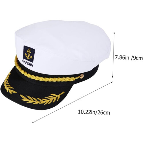 2 cappelli da capitano ricamati, cappello da marinaio per esterni, per cosplay da capitano e per la barca. 1