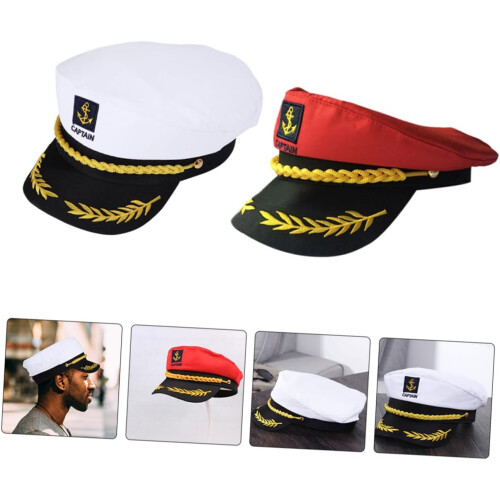 2 cappelli da capitano ricamati, cappello da marinaio per esterni, per cosplay da capitano e per la barca. 2