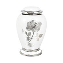 Cremation Urn for Adult Ashes Elegant White Rose Memorial Funeral Keepsake