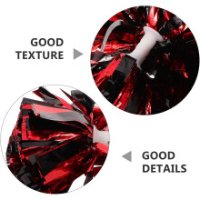 2 Stück 5-Zoll-Pompons in Karmesinrot und Schwarz-Metallic für Cheerleading, Hand-Cheerleading-Zubehör