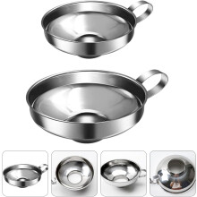2pcs Wide Mouth Funnel Liquid Funnel Stainless Steel Rustproof Leak-Resistant Kitchen Tool