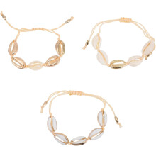 Verstellbares Boho-Muschelarmband und -Fußkettchen-Set mit Anhängern aus einer Legierung, 3-teiliger Strandschmuck für Damen