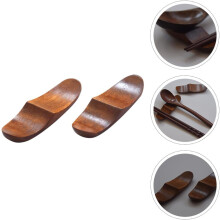 Lot de 2 supports à baguettes en bois marron, simples et élégants, faciles à nettoyer et pratiques.