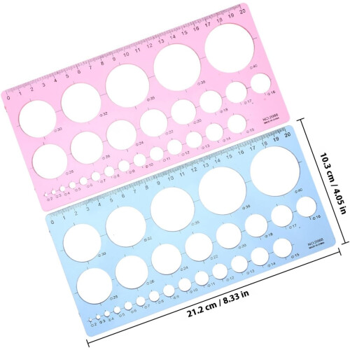 2 righelli circolari per disegno, stencil in plastica, leggeri e precisi, modelli geometrici 1