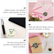 Lot de 3 rouleaux d'autocollants de remerciement pour décorer enveloppes et lettres.