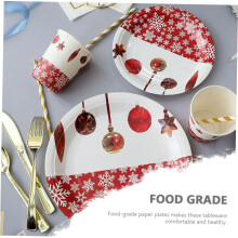 20pcs placas de papel de Natal folho de neve prato partido fornecimentos placas decoração de Natal talheres de papel
