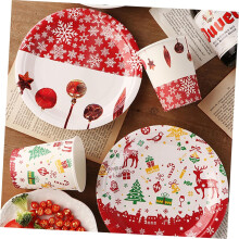 20 Stück Weihnachtsteller aus Pappe, Schneeflockenmotiv, Partyzubehör, Weihnachtsdekoration, Pappbesteck