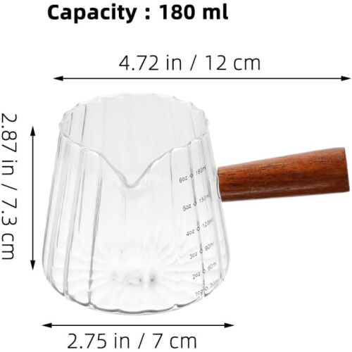 2 τεμάχια γυάλινη κανάτα κρέμας γάλακτος 180ml φορητή με ξύλινη λαβή κομψή σχεδίαση 1