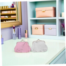 2pcs Children's Mini Wallet Glitter Purse for Girls with Kiss-Lock Closure, Compact Portable Polyester Coin Pouch