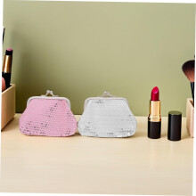 Mini carteira Glitter bolsa para crianças 2pcs para meninas com fechamento de beijo-fechamento, bolsa de moeda de poliéster portátil compacto