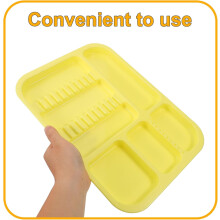 Plateau pour instruments dentaires (lot de 2), en plastique, compartimenté et portable, pour soins buccaux.