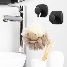 Lot de 2 crochets à ventouse carrés en acier inoxydable, adhésif puissant.