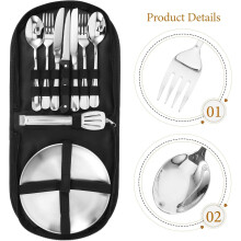 Ensemble de vaisselle de camping en acier inoxydable pour barbecue portable et voyage
