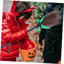 2 Stück Halloween-Hexenbesen, leichte Kunststoffbesen-Requisiten mit abnehmbarem Netz