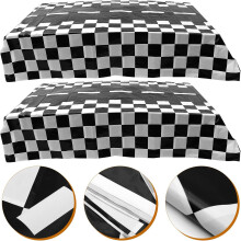 2 Stück karierte Tischdecken aus Kunststoff, rechteckig, aus PE-Material, schlichtes rustikales Design, robust, Einweg