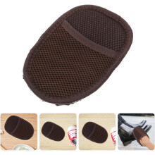 2 guantes negros de felpa para lustrar zapatos, paño de limpieza manual con textura de lana de cordero para lustrar botas.