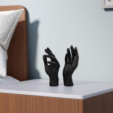 Lot de 2 présentoirs à bijoux en forme de main, noirs, pour bagues, bracelets et gants.