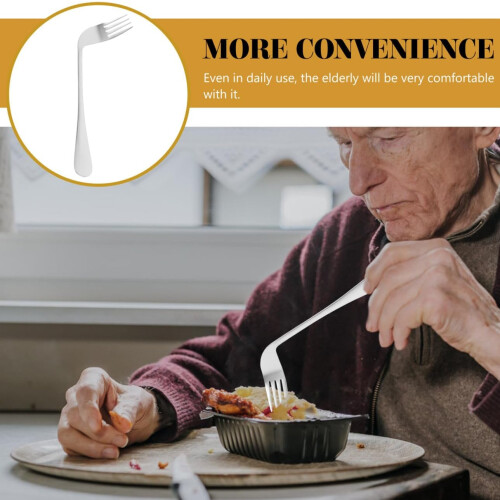 3pcs Curved Fork Angled Fork for Old Man Patients Self-feeding Tableware Dining Utensil 1