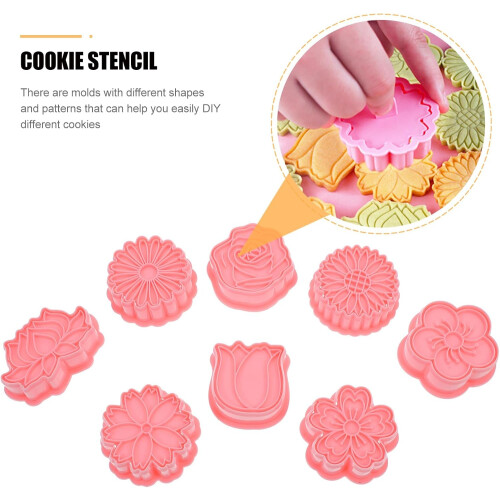 8pcs Dessert Baking Mold Biscuit Mold Flower Shaped Compact Design Pp Reusable Baking Simple Kitchen 1