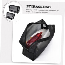 Lot de 2 pochettes de rangement en filet noir pour maquillage et accessoires de voyage
