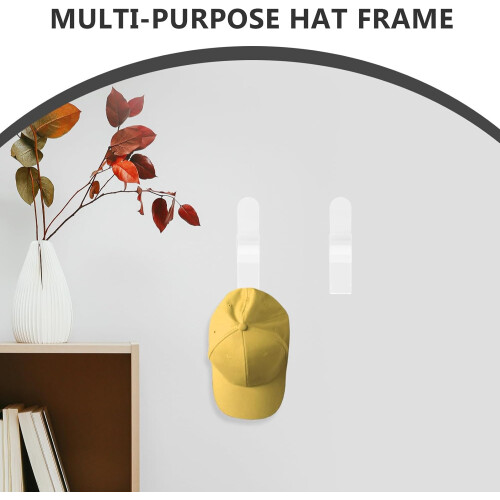 2pcs Baseball Hat Rack Acrylic Wall-Mounted Hat Hooks L-Shaped Design Efficient Storage Solution 2