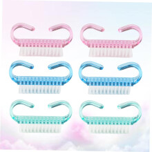 Lot de 6 brosses à ongles pour femmes, avec manche, pour le nettoyage et le polissage des ongles à la main.