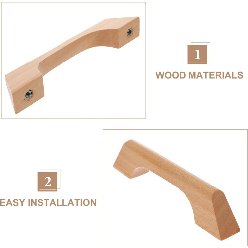 4pcs Wooden Drawer Handles Stable Installation Smooth Operation Elegant Modern 2