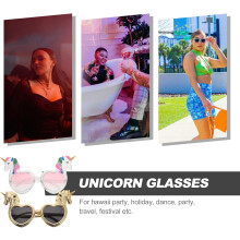 Lot de 2 lunettes fantaisie en forme de cœur licorne, accessoire amusant pour les fêtes et festivals (styles assortis).
