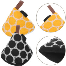 Lot de 2 maniques triangulaires en coton et PU, isolantes et résistantes à la chaleur, pour poignées de casseroles et couvercles.