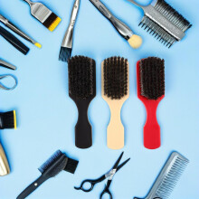3-teiliges Bartbürsten-Set für Herren, Gesichtspflegekamm aus Pferdehaar mit Kunststoffgriff, Friseurwerkzeug