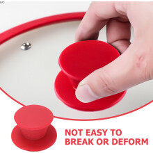 Lot de 2 capuchons de rechange en silicone pour poignées de couvercles de casseroles, résistants à la chaleur et robustes, de couleur rouge.