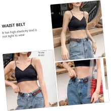 2pcs Women Elastic Invisible Waist Strap Belts for Jeans No Buckle Canvas Non-punch Adjustable Casual Waist Belt for Women Pants