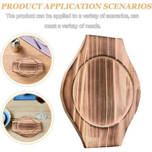 2pcs Stone Bowl Wooden Mats Multi-Function Pot Holders for Kitchen Desktop Casserole Mats