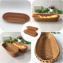 Lot de 2 paniers à pain en plastique imitation rotin tressé, contenants de rangement pour collations et légumes