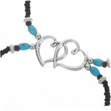 Lot de 3 bracelets de cheville bohèmes à double chaîne et perles, avec pendentif cœur double rang.